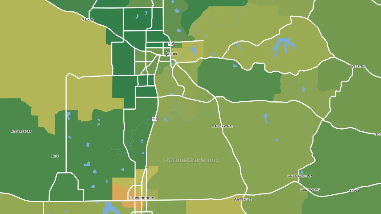 Dubois County, IN Map of Vehicle Theft Rates