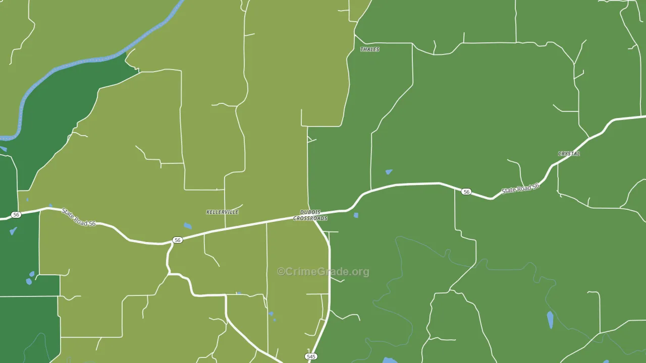 Dubois Crossroads, IN Map of Vehicle Theft Rates