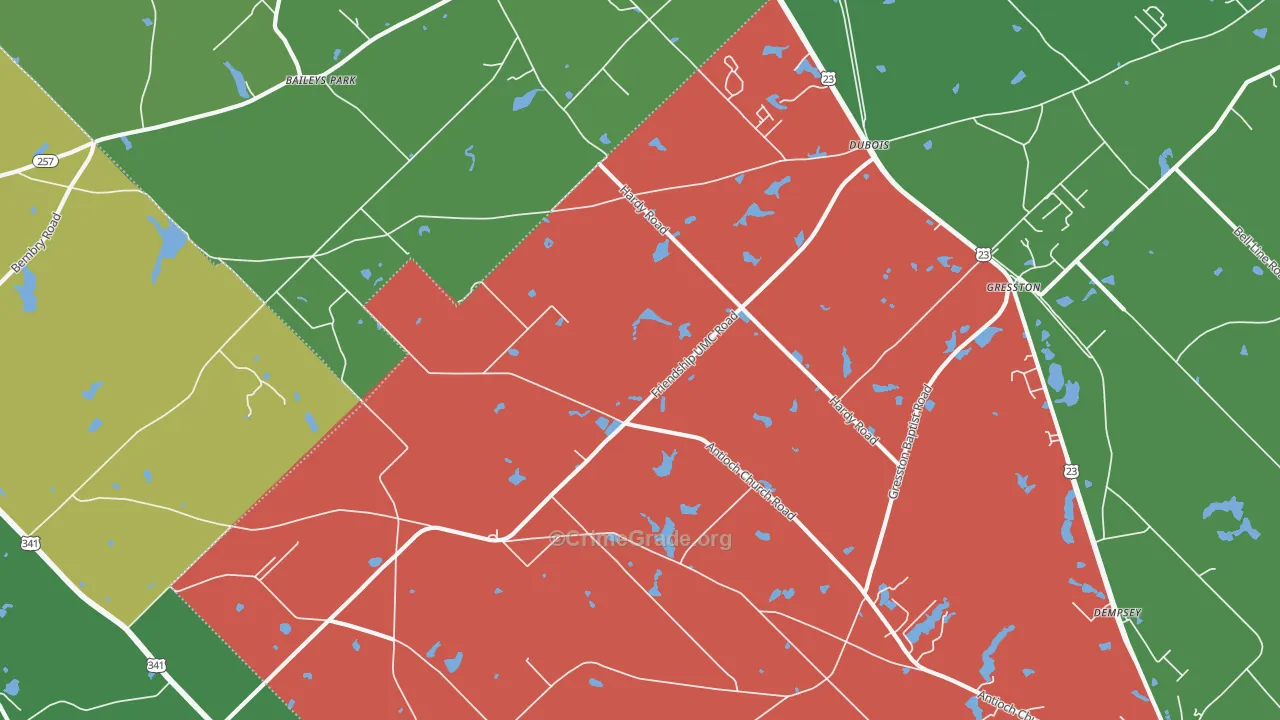 Dubois, GA Map of Vehicle Theft Rates