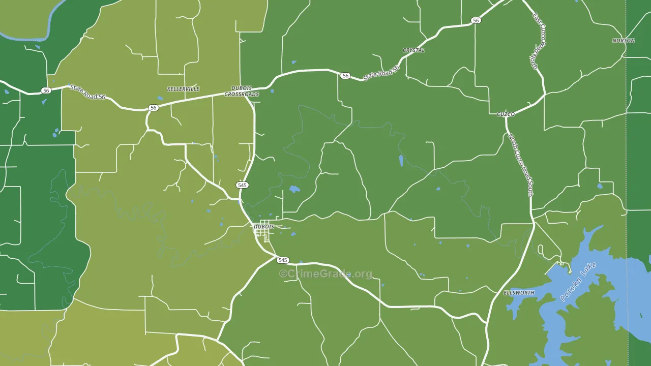 Dubois, IN Map of Vehicle Theft Rates
