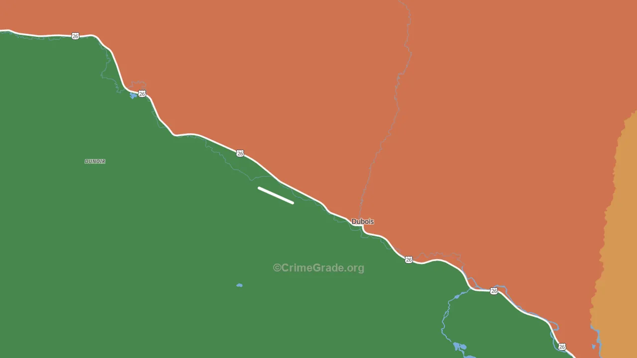Dubois, WY Map of Vehicle Theft Rates