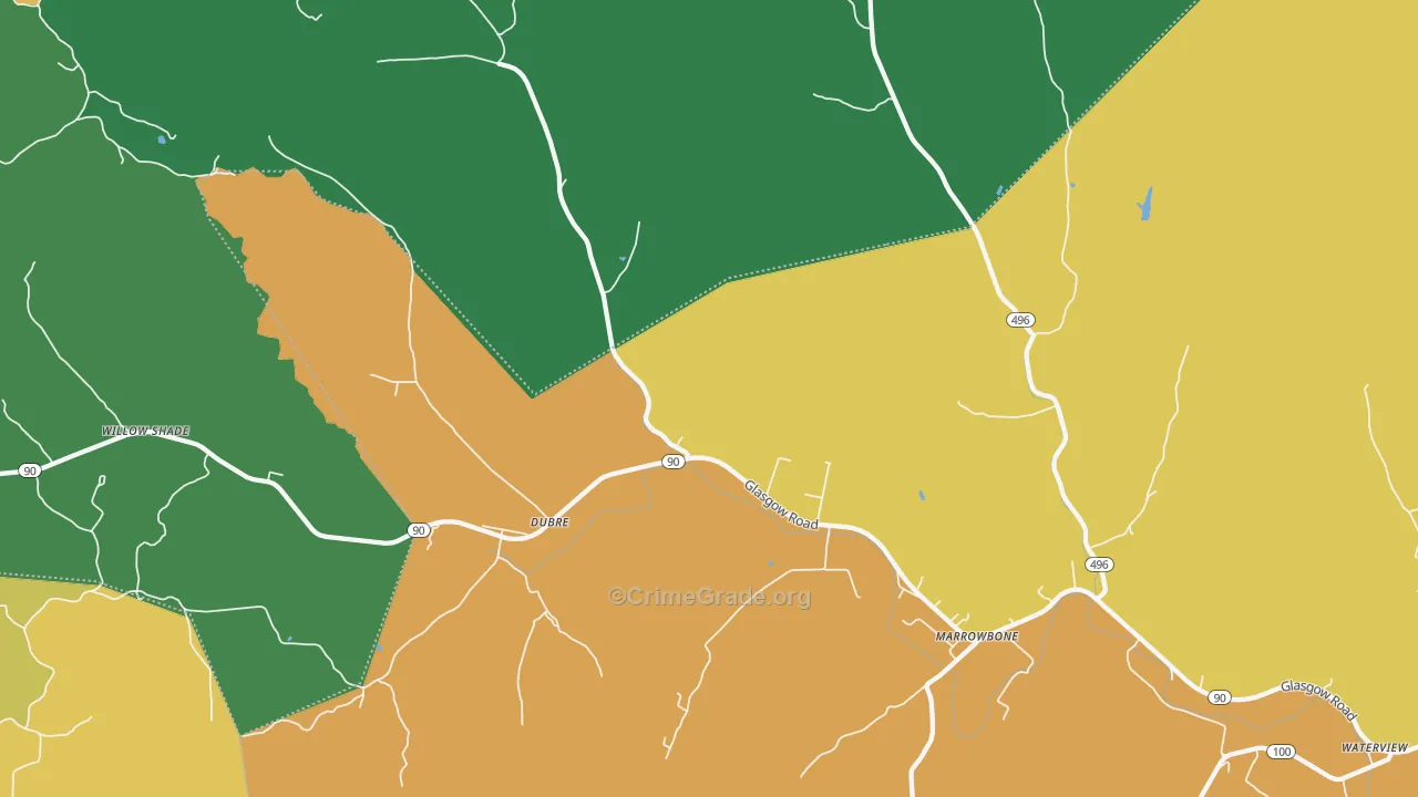 Dubre, KY Map of Vehicle Theft Rates