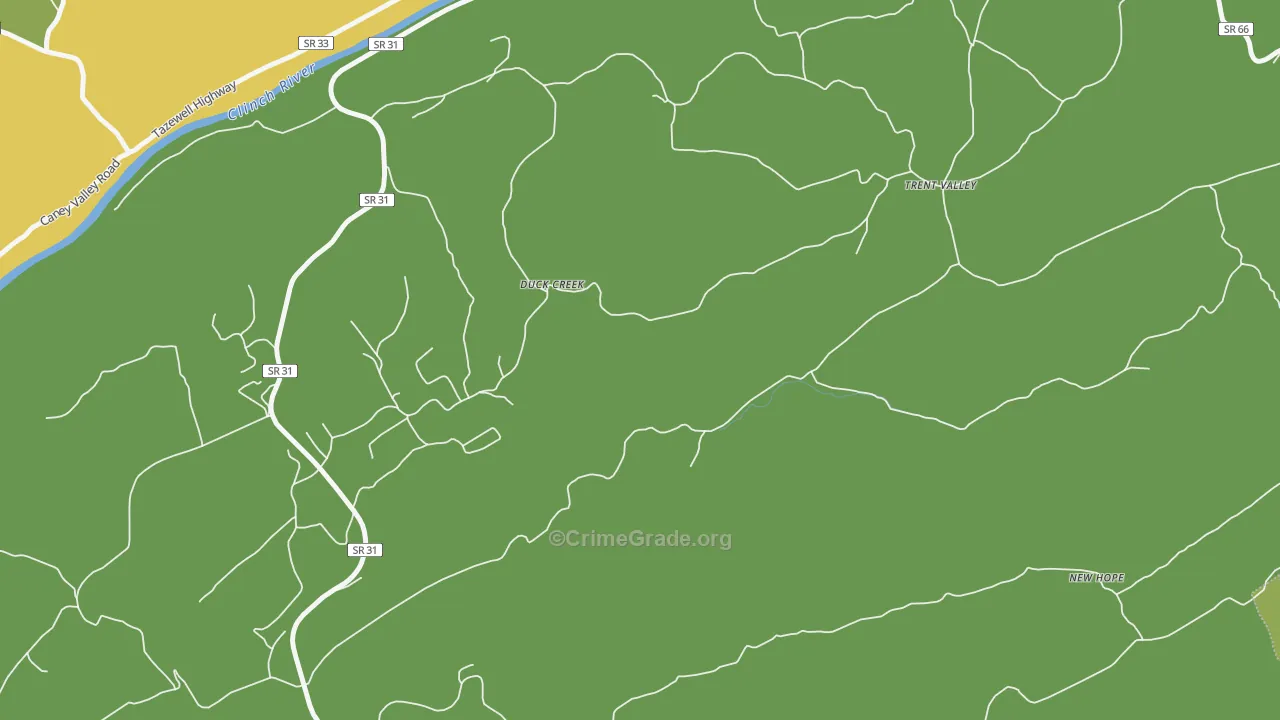 Duck Creek, TN Map of Vehicle Theft Rates