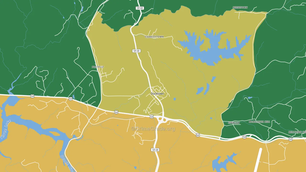 Ducktown, TN Map of Vehicle Theft Rates