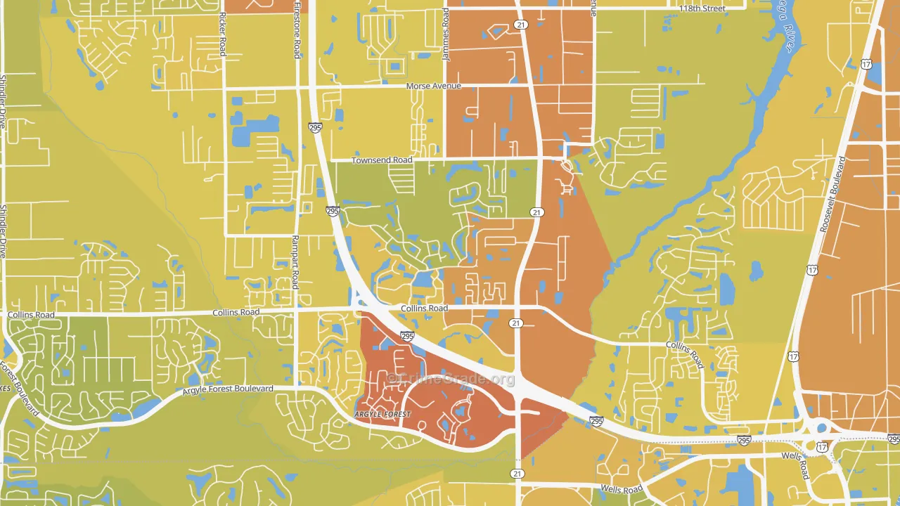 Duclay, Jacksonville, FL Map of Vehicle Theft Rates