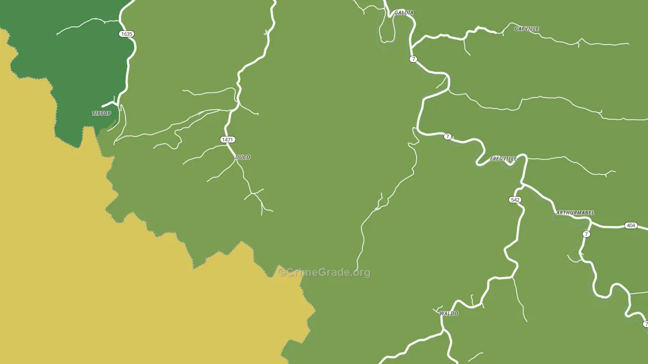 Duco, KY Map of Vehicle Theft Rates