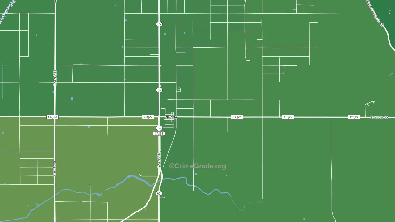 Ducor, CA Map of Vehicle Theft Rates