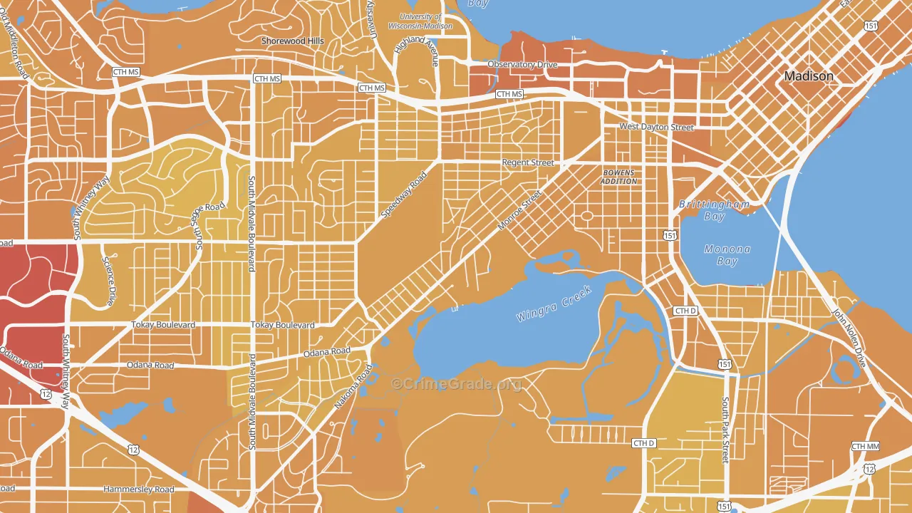 Dudgeon-Monroe, Madison, WI Map of Vehicle Theft Rates