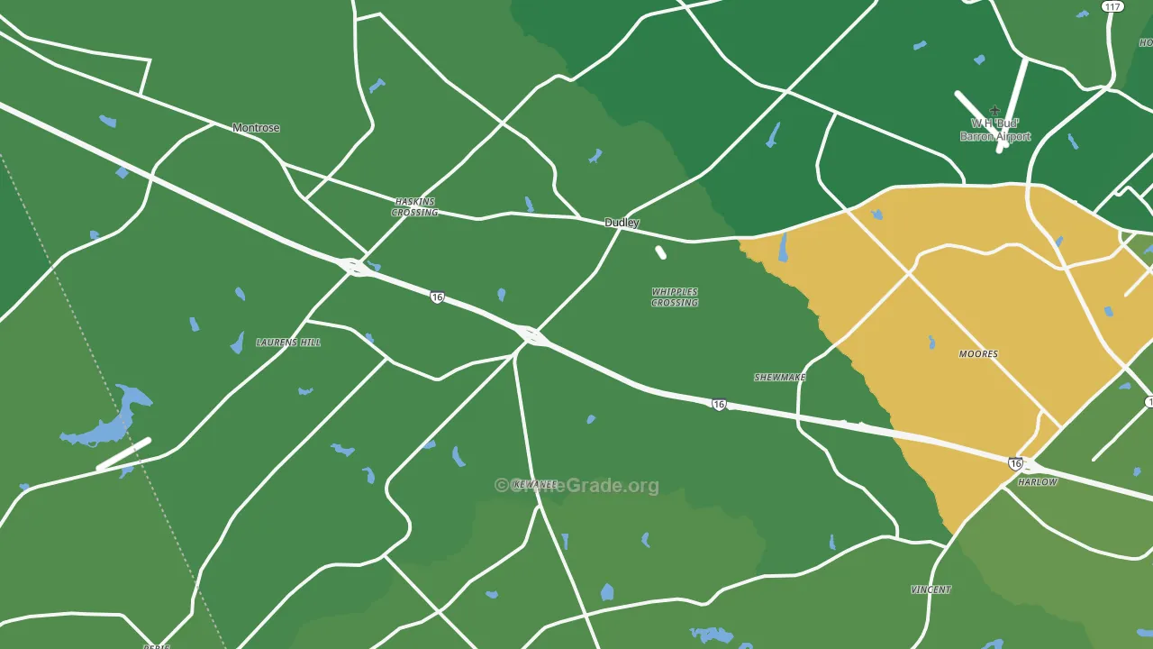 Dudley, GA Map of Vehicle Theft Rates