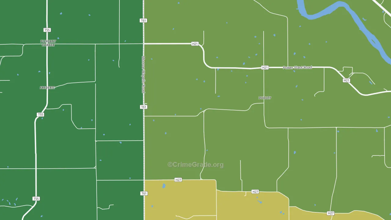 Dudley, IA Map of Vehicle Theft Rates