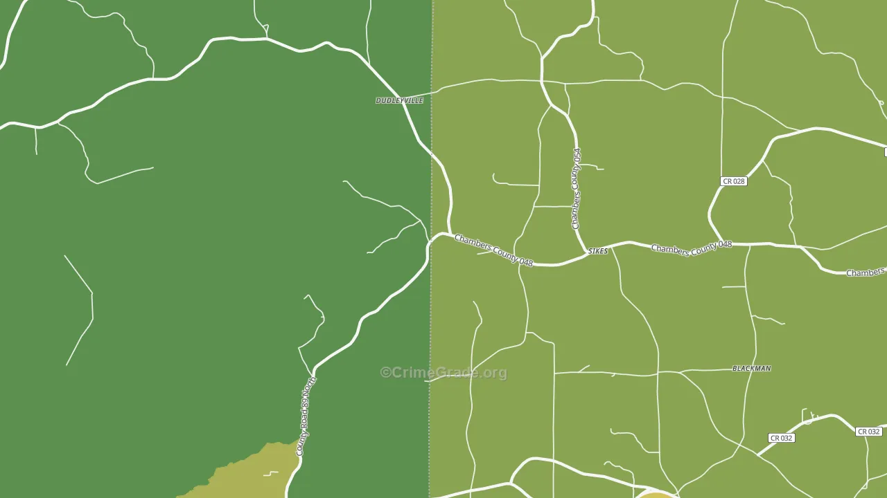 Dudleyville, AL Map of Vehicle Theft Rates
