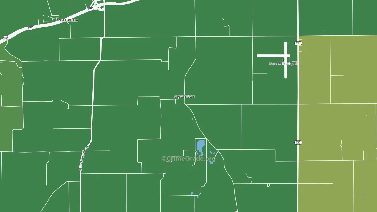 Dudleyville, IL Map of Vehicle Theft Rates