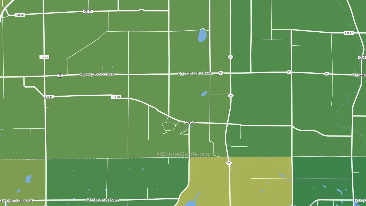 Duelm, MN Map of Vehicle Theft Rates