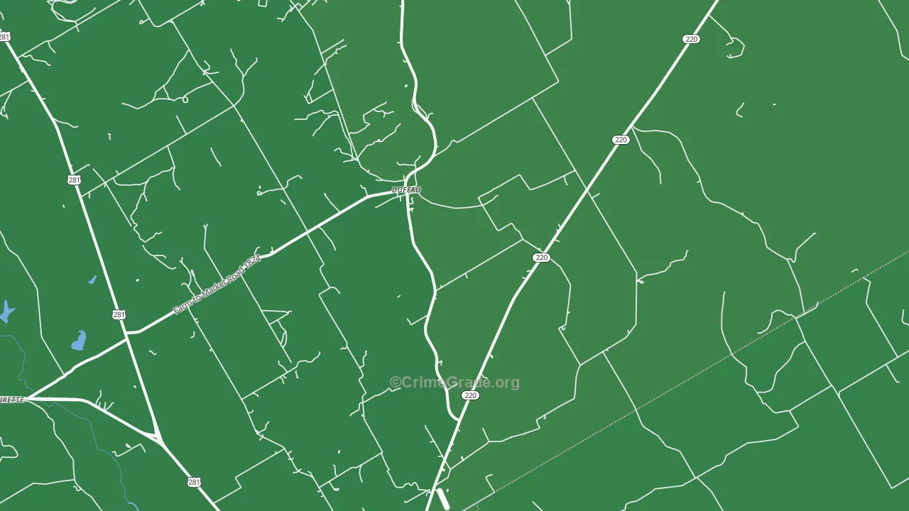 Duffau, TX Map of Vehicle Theft Rates
