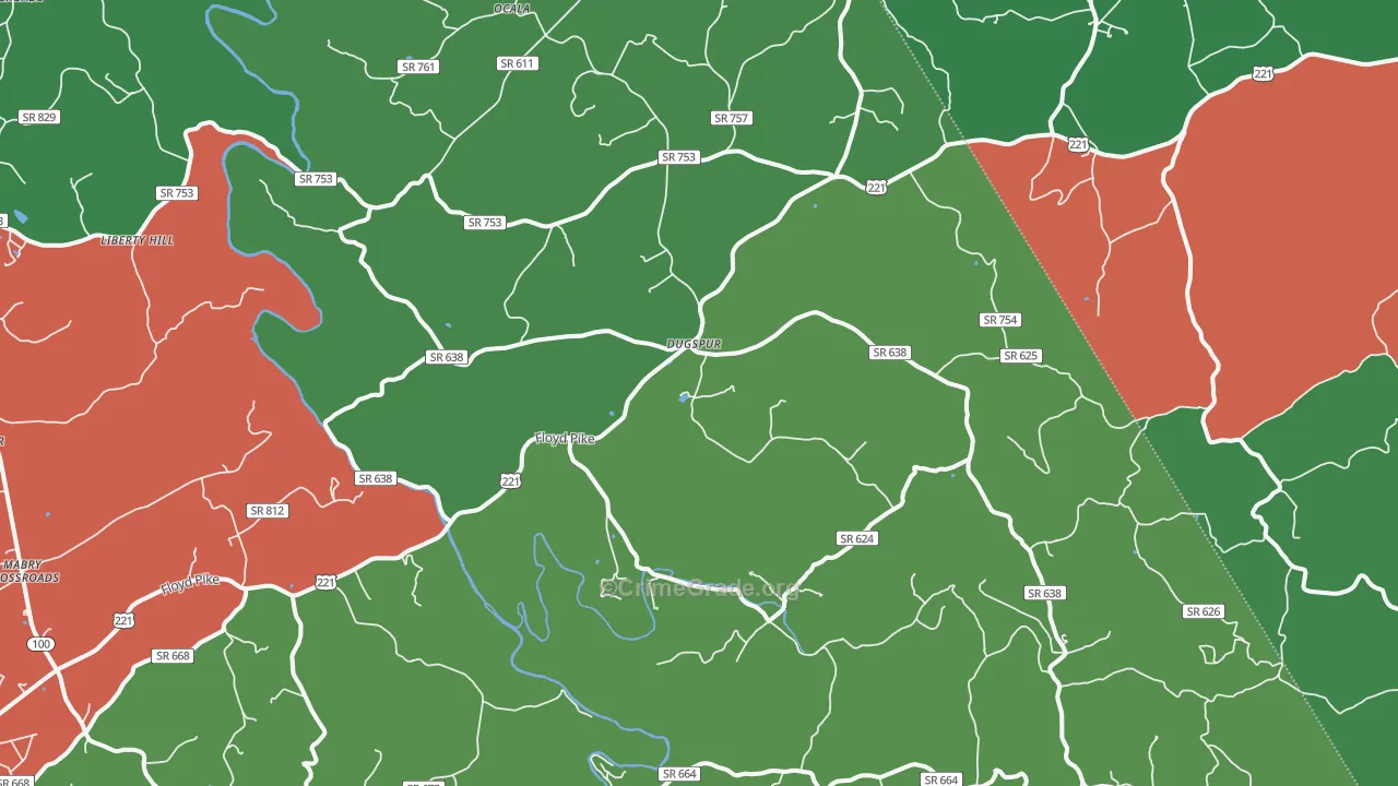 Dugspur, VA Map of Vehicle Theft Rates