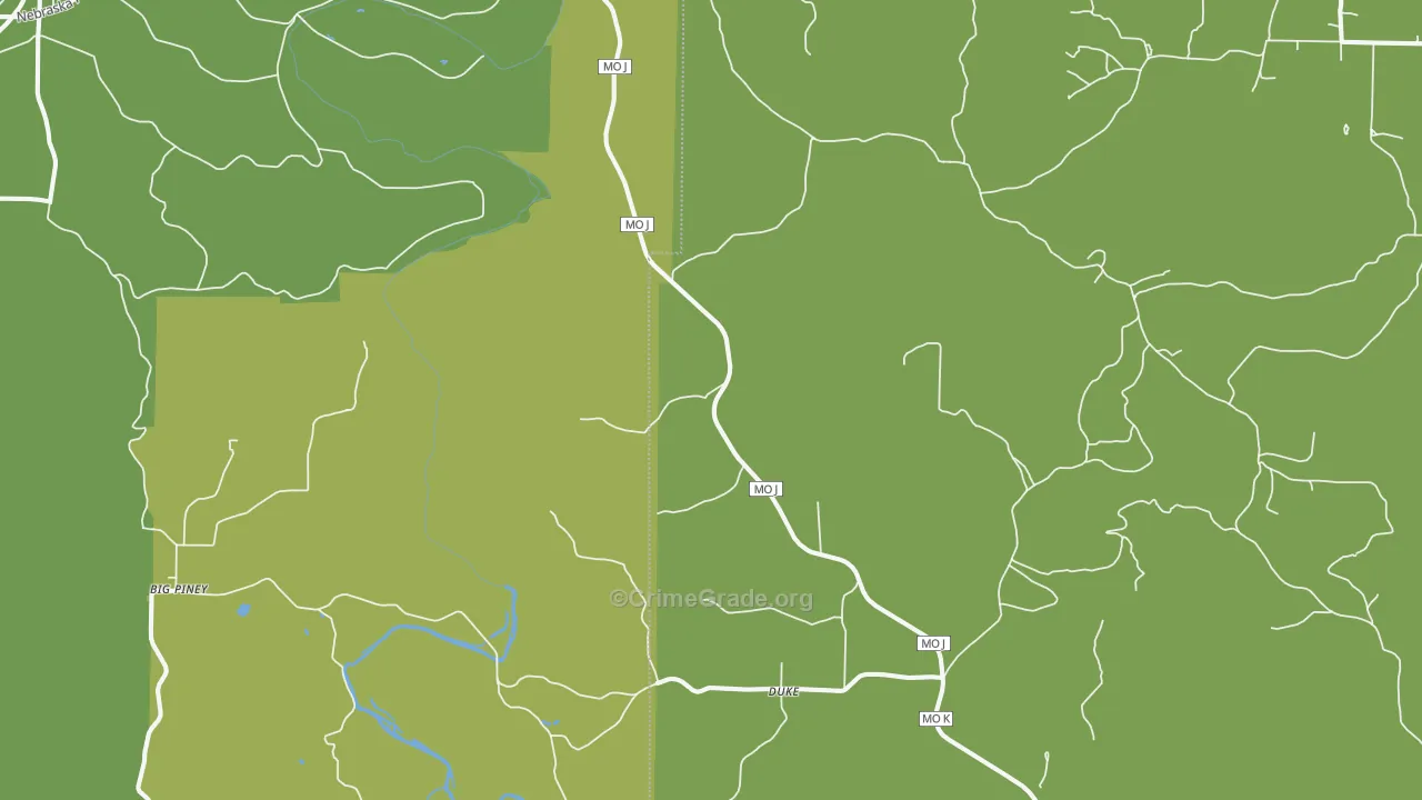 Duke, MO Map of Vehicle Theft Rates