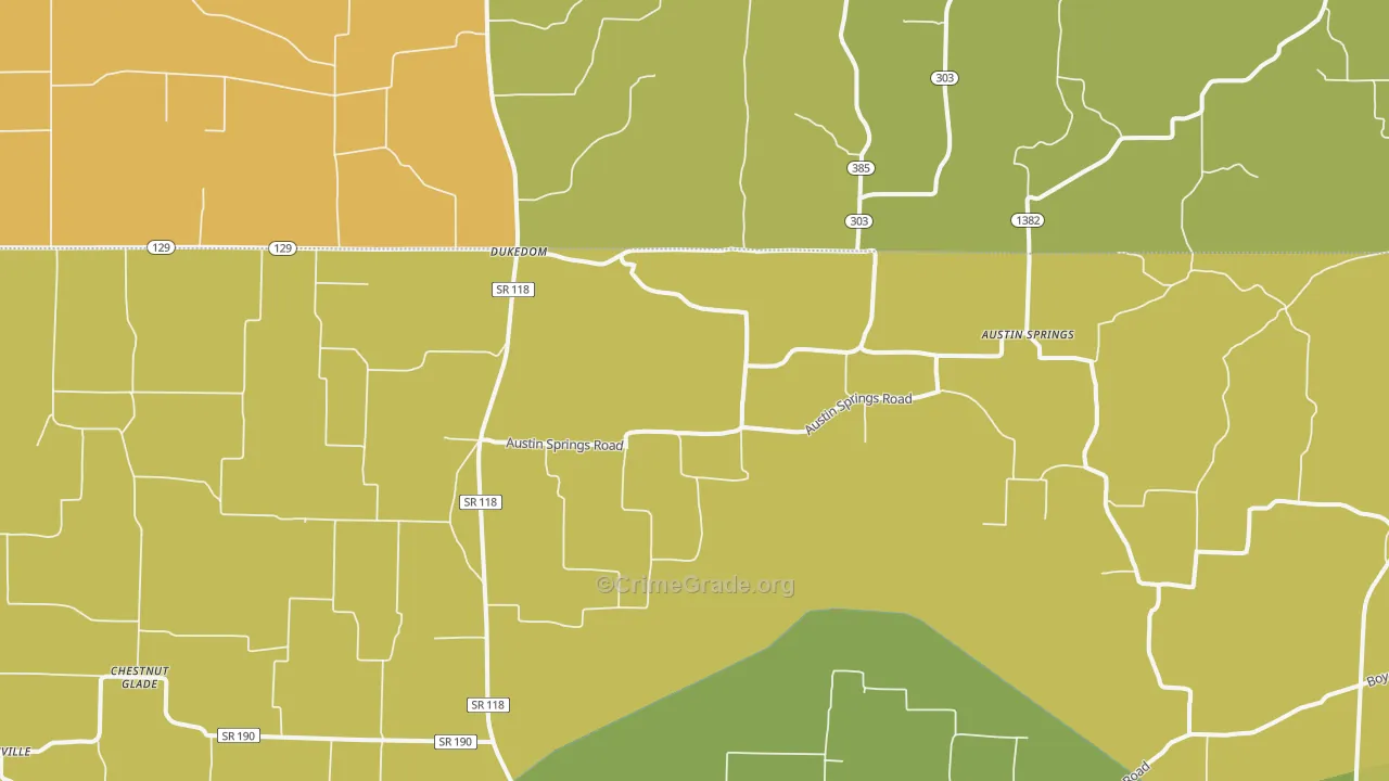 Dukedom, TN Map of Vehicle Theft Rates