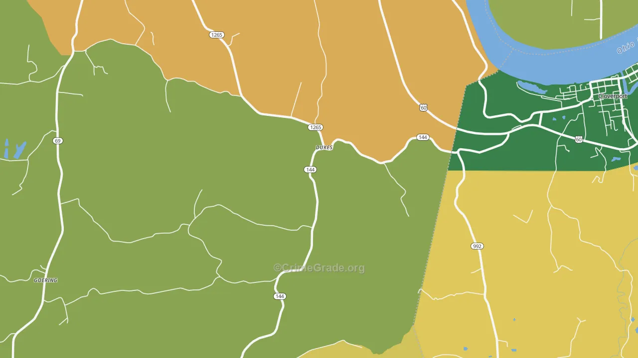Dukes, KY Map of Vehicle Theft Rates