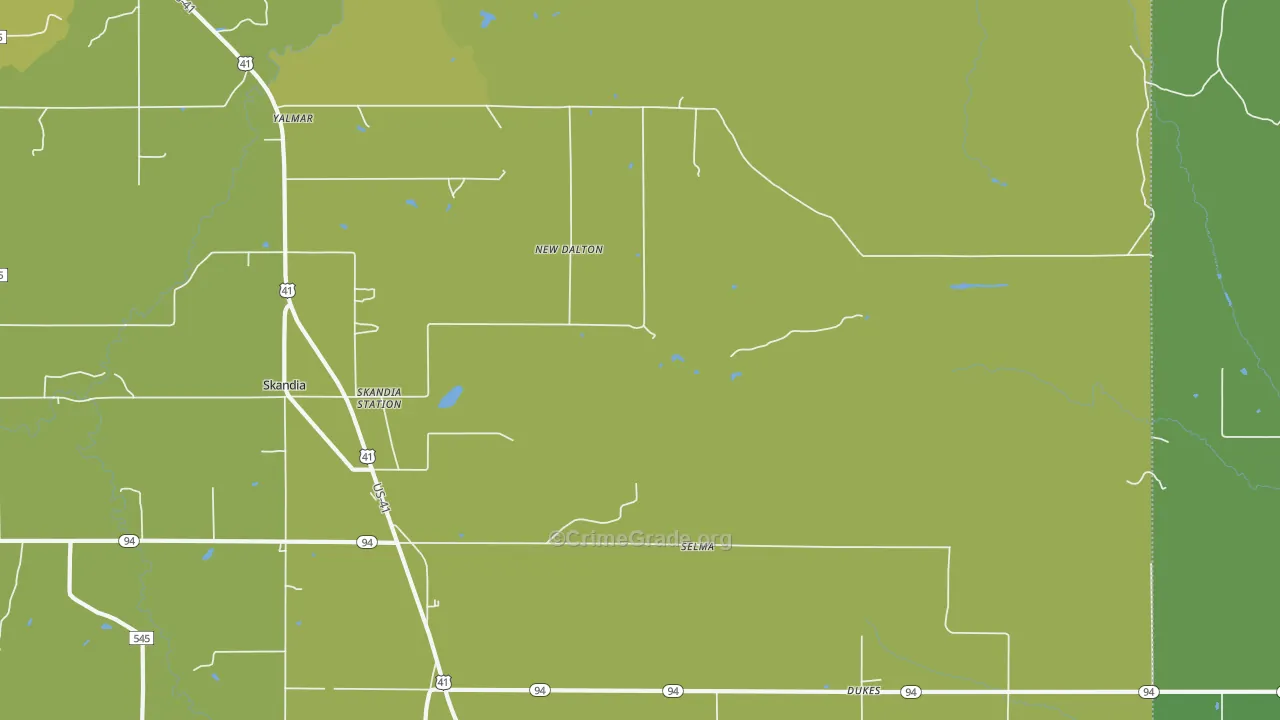 Dukes, MI Map of Vehicle Theft Rates