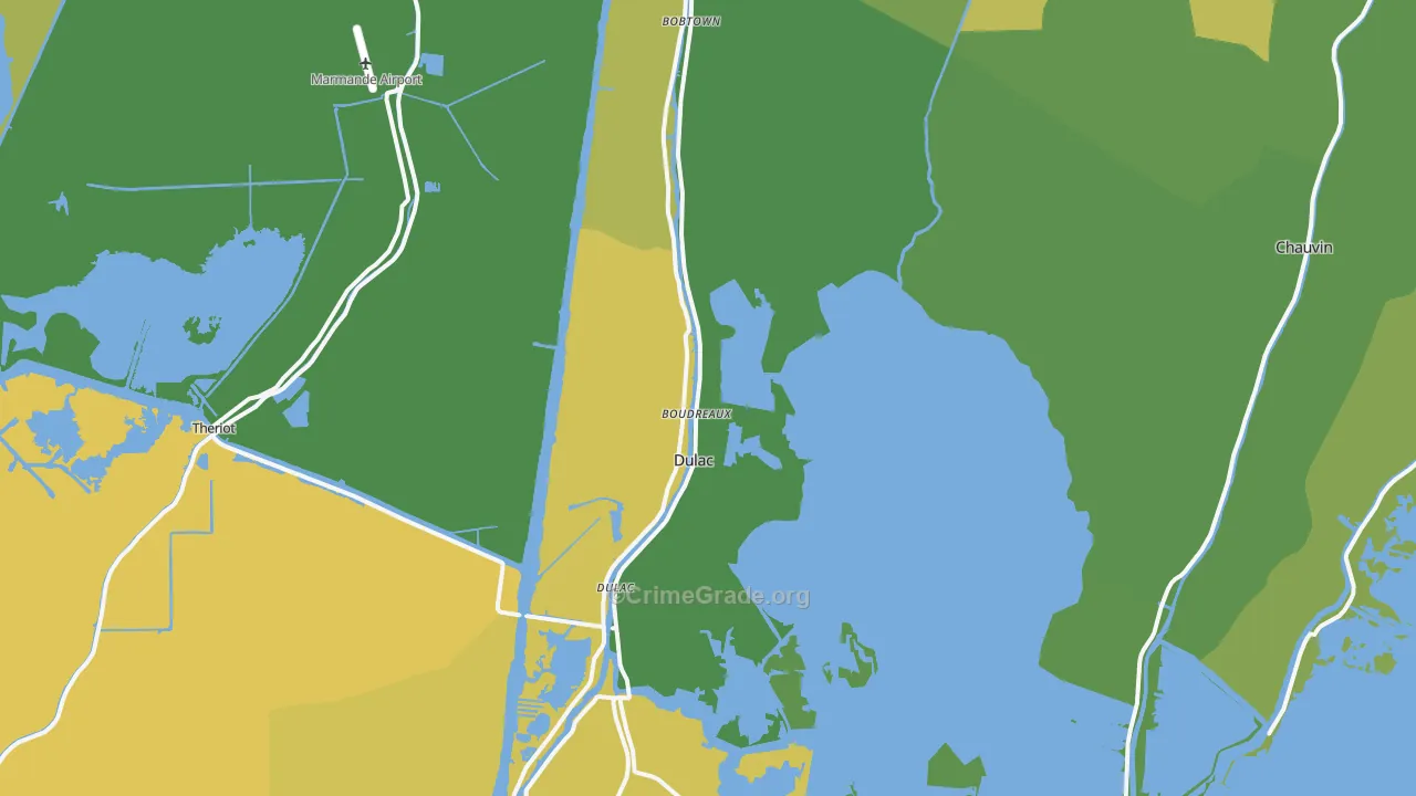 Dulac, LA Map of Vehicle Theft Rates