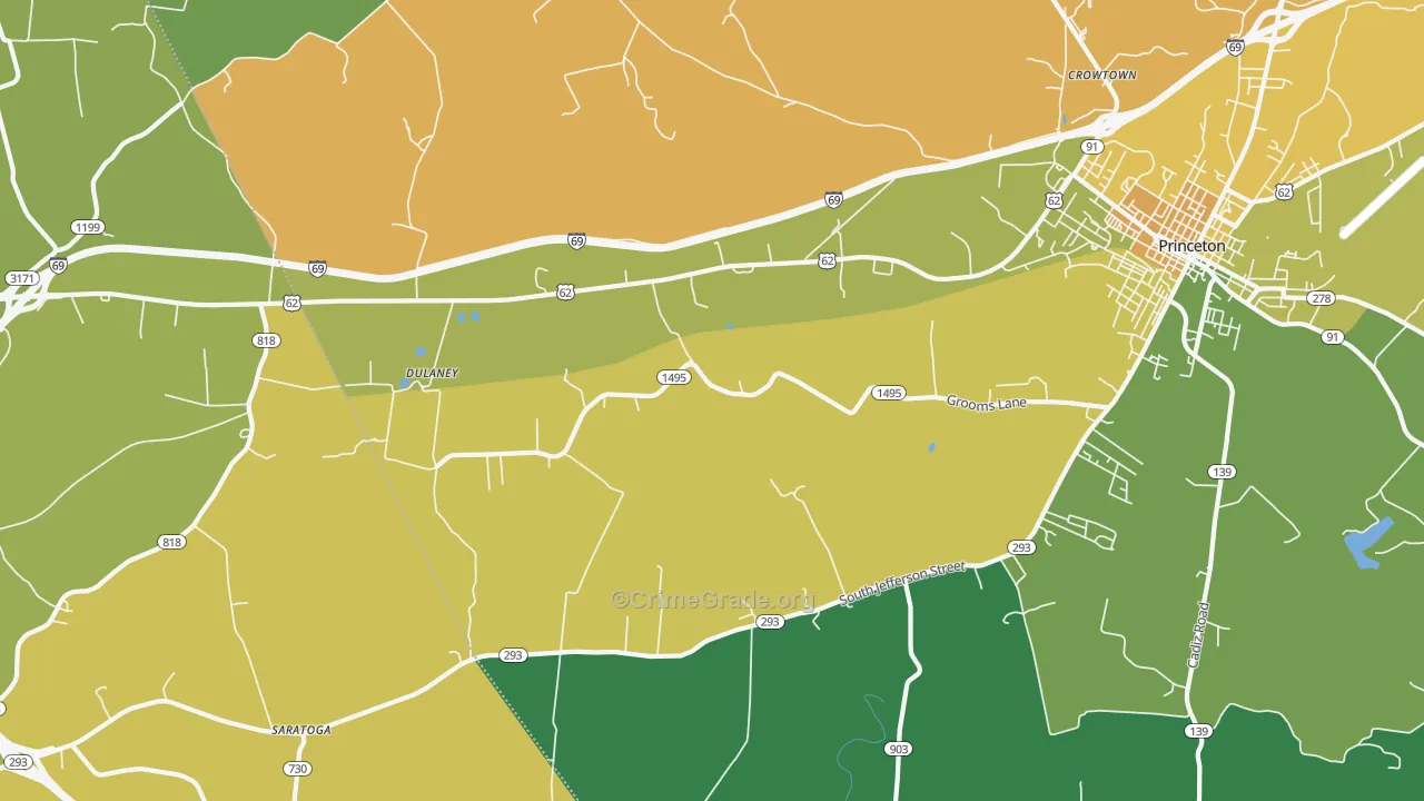 Dulaney, KY Map of Vehicle Theft Rates