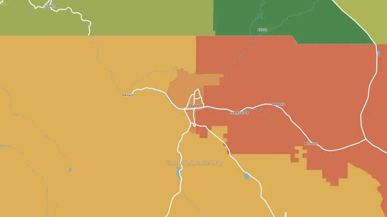 Dulce, NM Map of Vehicle Theft Rates