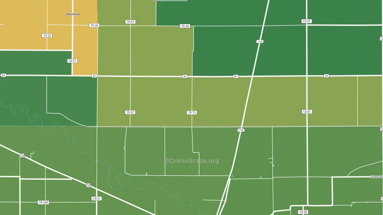 Dull, OH Map of Vehicle Theft Rates