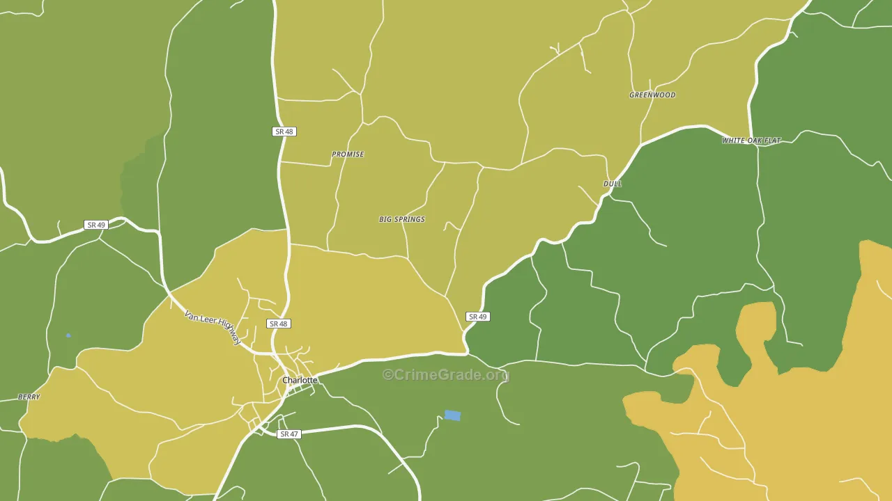 Dull, TN Map of Vehicle Theft Rates