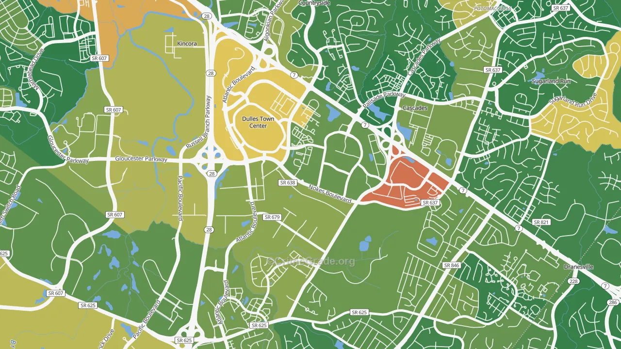 Dulles Town Center, VA Map of Vehicle Theft Rates