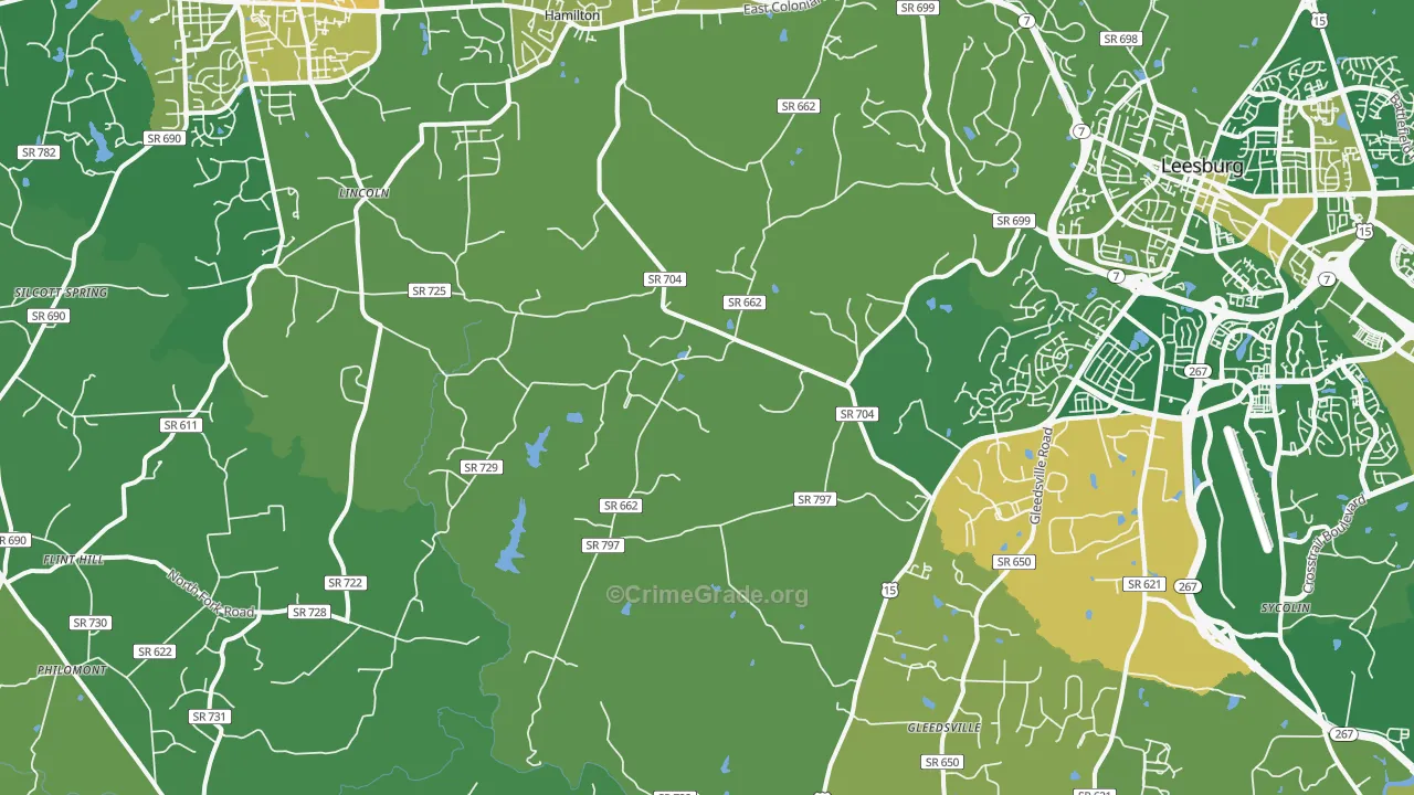 Dulles, VA Map of Vehicle Theft Rates
