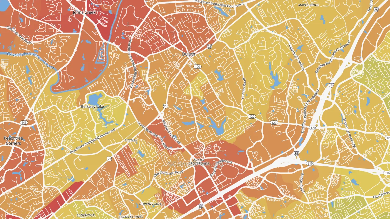 Duluth, GA Map of Vehicle Theft Rates