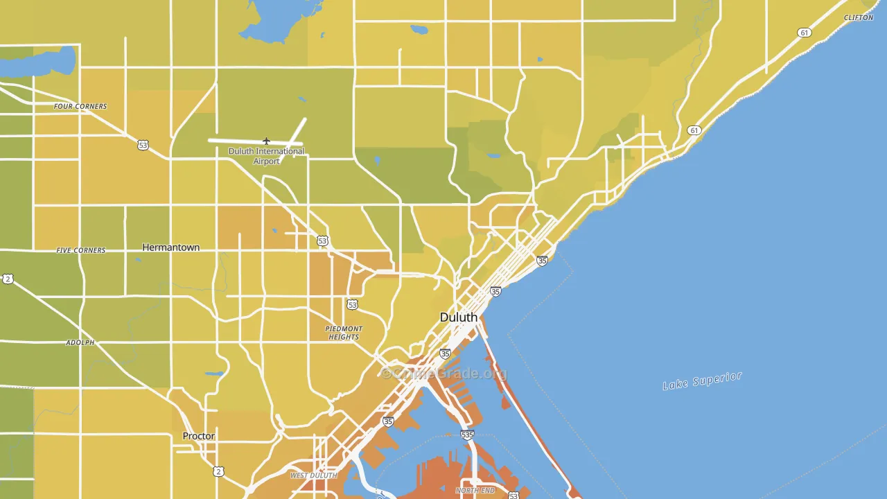 Duluth, MN Map of Vehicle Theft Rates