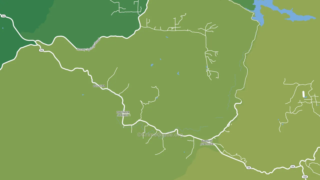 Dulzura, CA Map of Vehicle Theft Rates