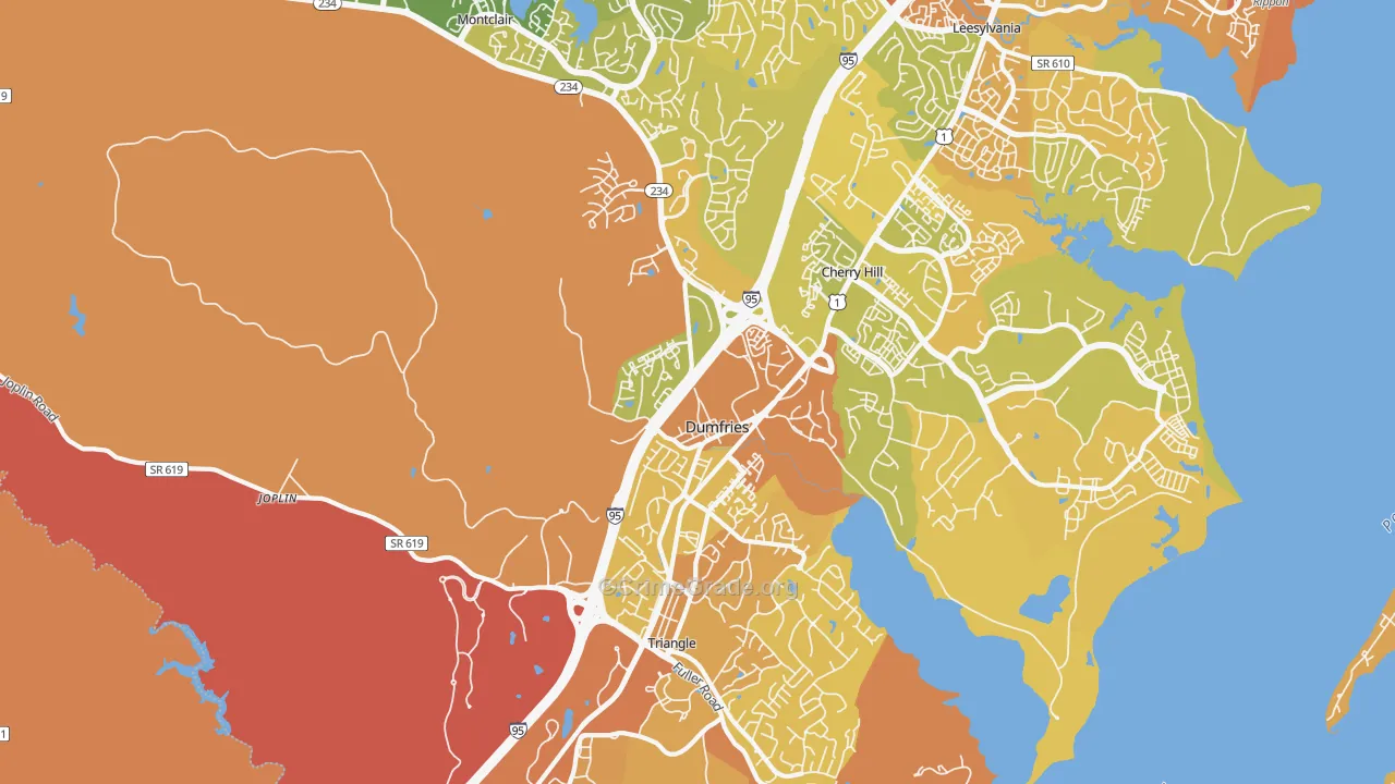 Dumfries, VA Map of Vehicle Theft Rates