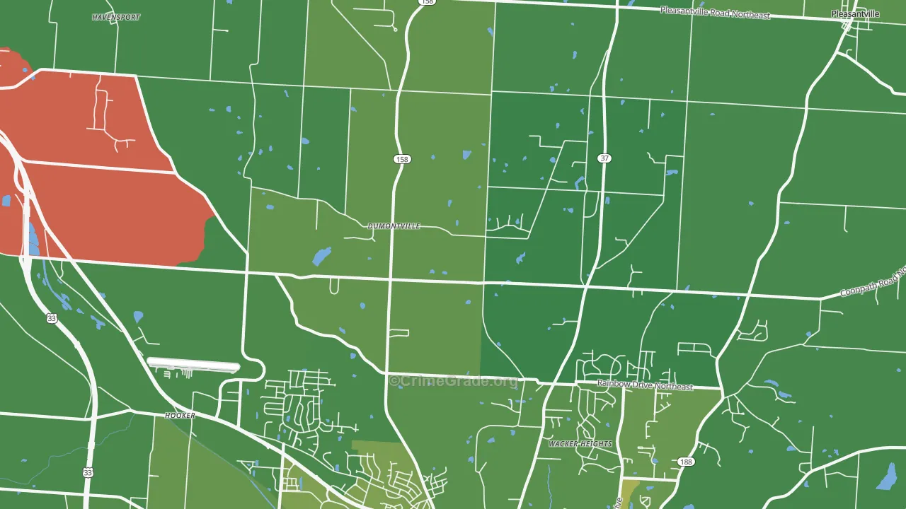 Dumontville, OH Map of Vehicle Theft Rates