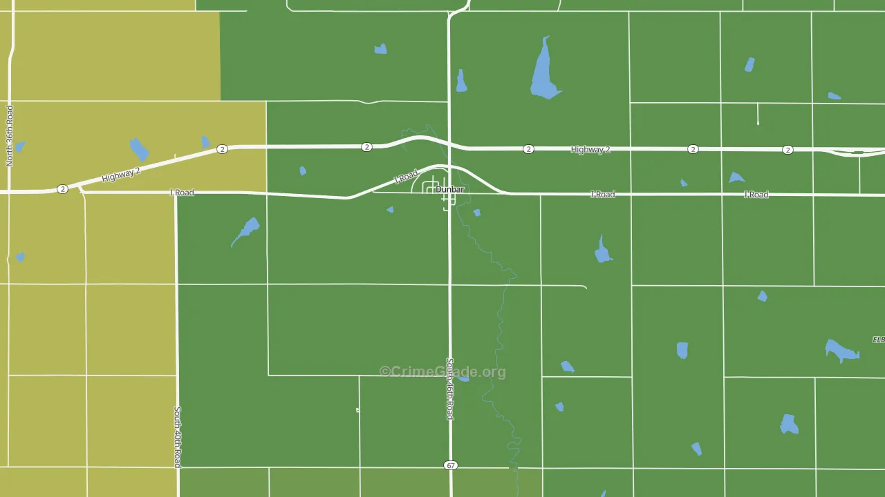 Dunbar, NE Map of Vehicle Theft Rates