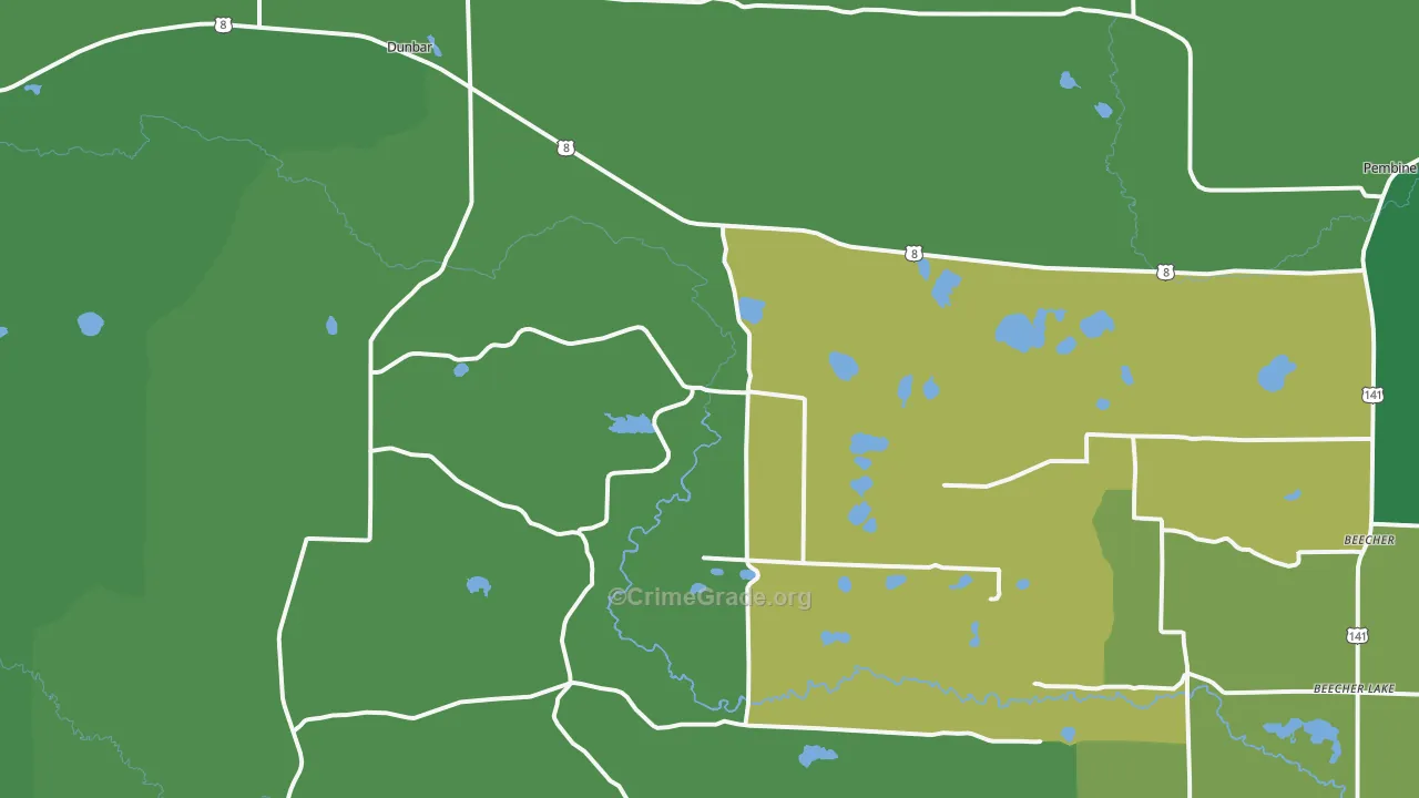 Dunbar, WI Map of Vehicle Theft Rates
