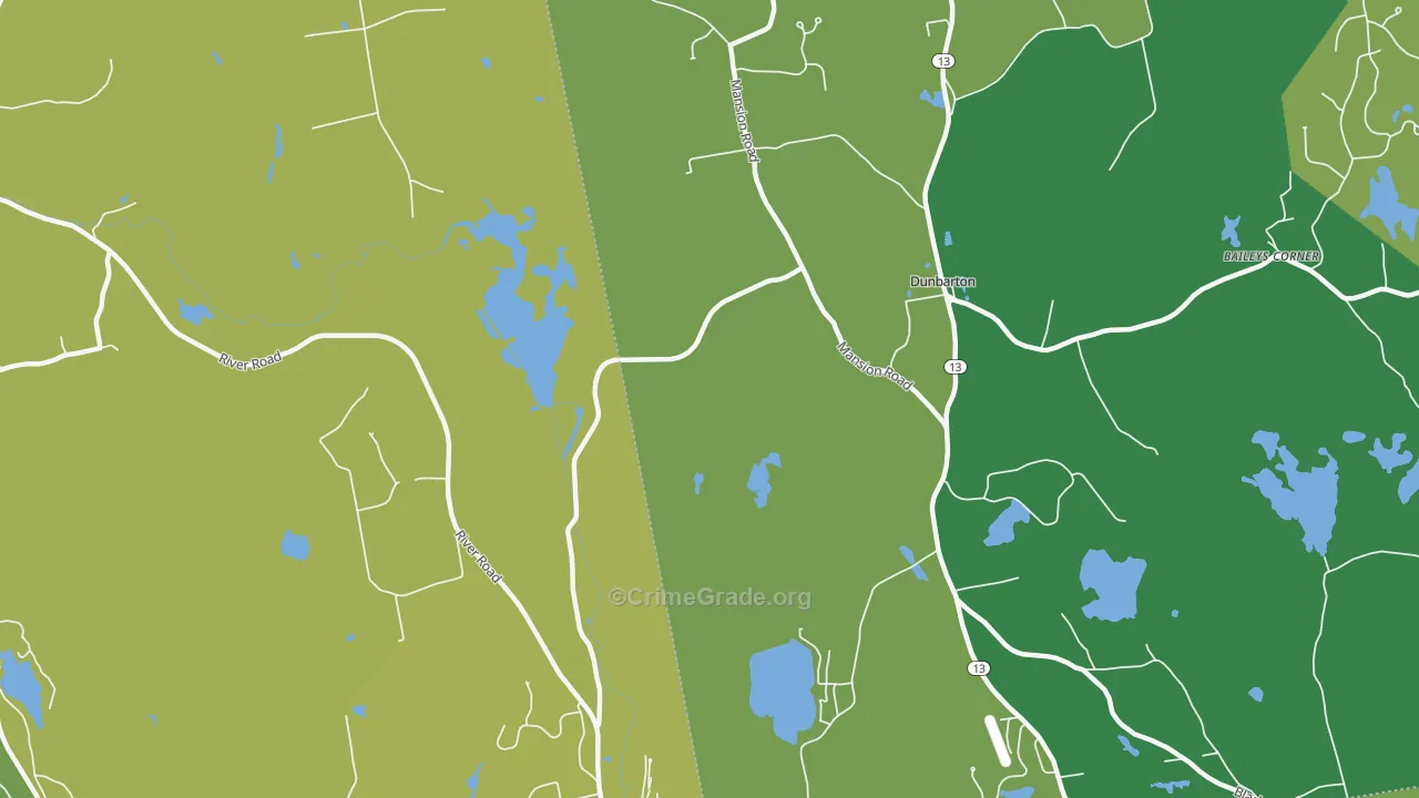 Dunbarton Center, NH Map of Vehicle Theft Rates