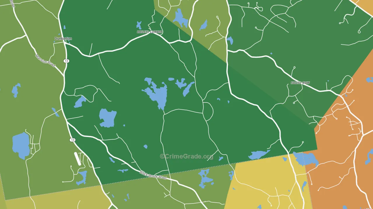 Dunbarton, NH Map of Vehicle Theft Rates