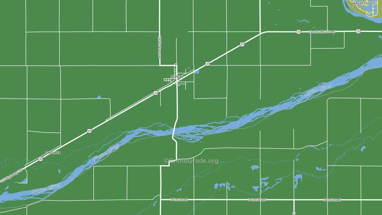 Duncan, NE Map of Vehicle Theft Rates