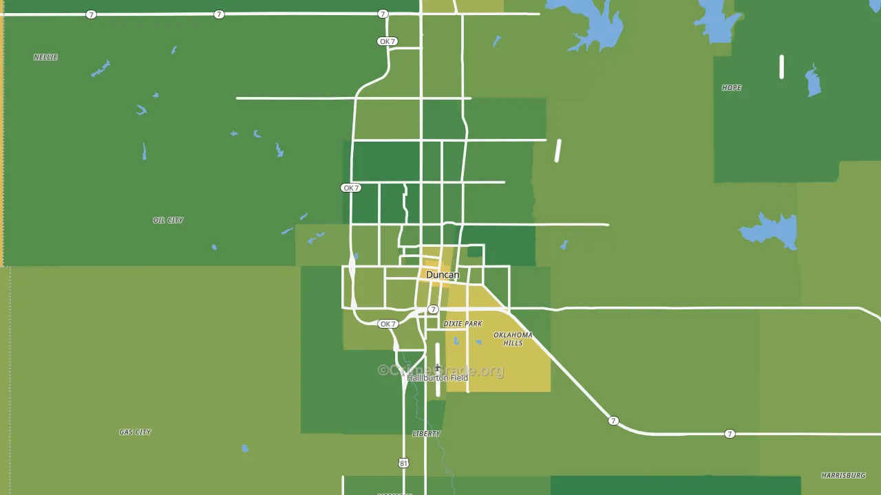 Duncan, OK Map of Vehicle Theft Rates