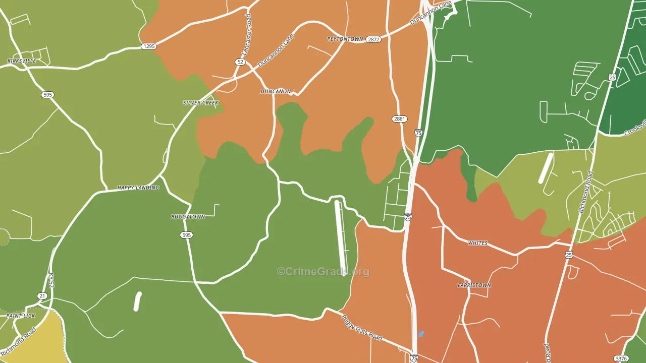 Duncanon, KY Map of Vehicle Theft Rates