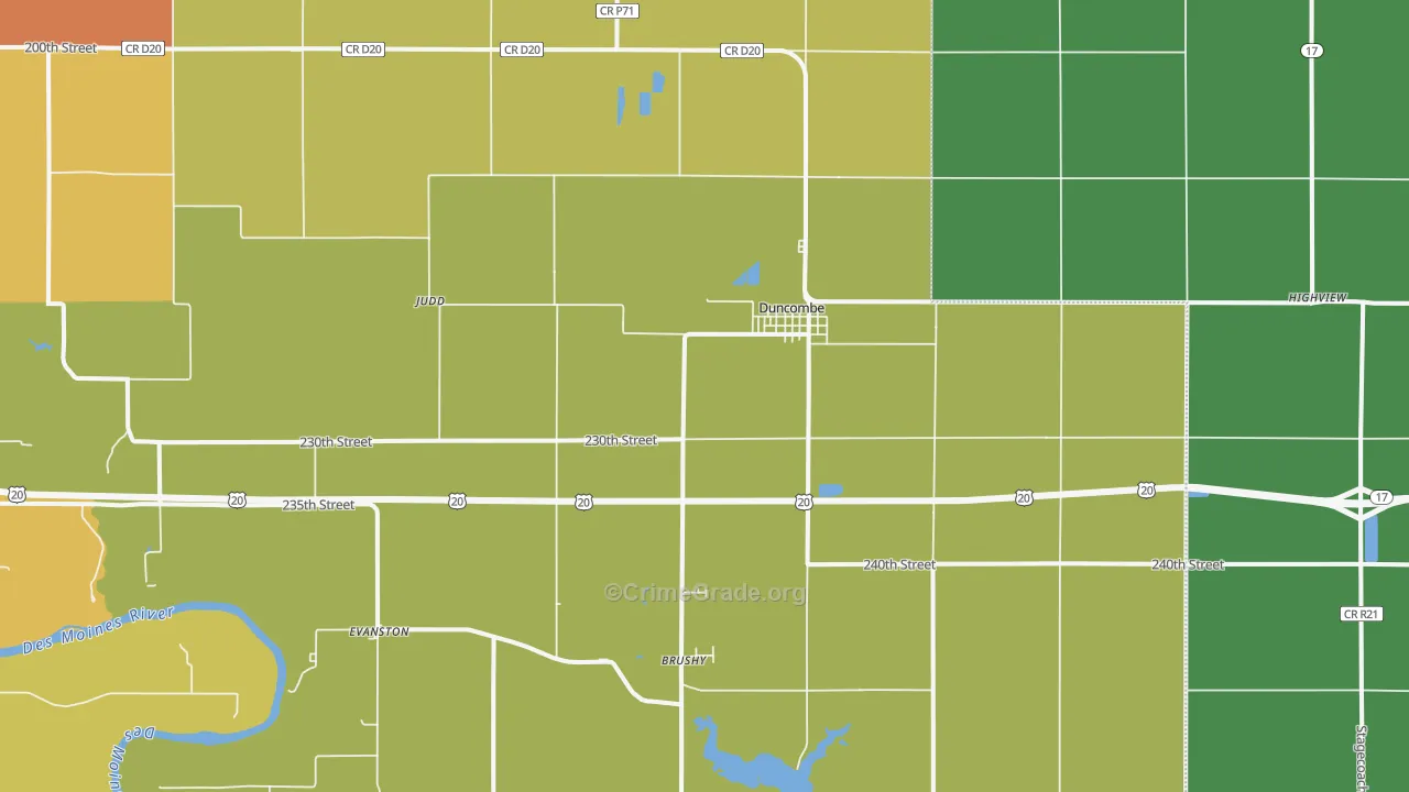 Duncombe, IA Map of Vehicle Theft Rates