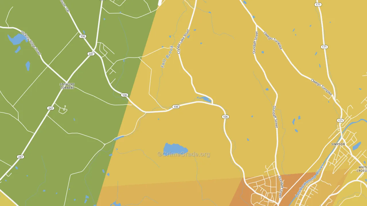 Dundaff, PA Map of Vehicle Theft Rates