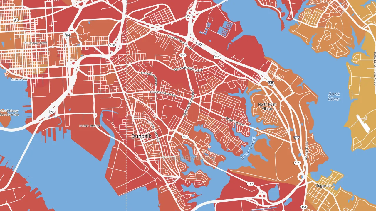 Dundalk, MD Map of Vehicle Theft Rates