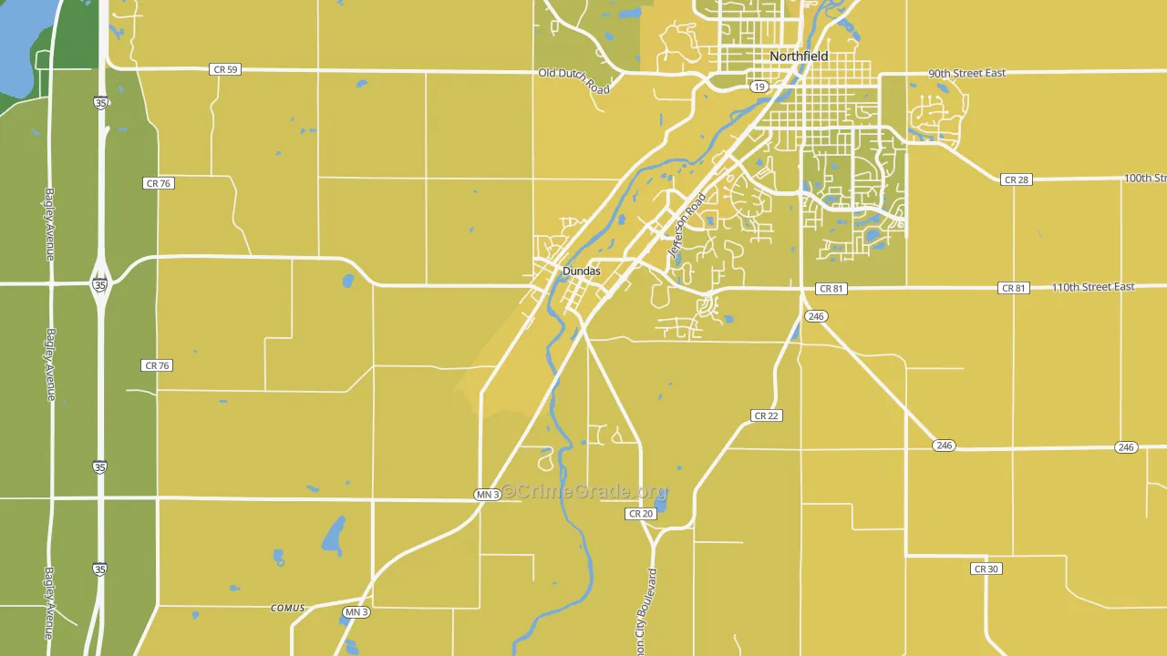 Dundas, MN Map of Vehicle Theft Rates