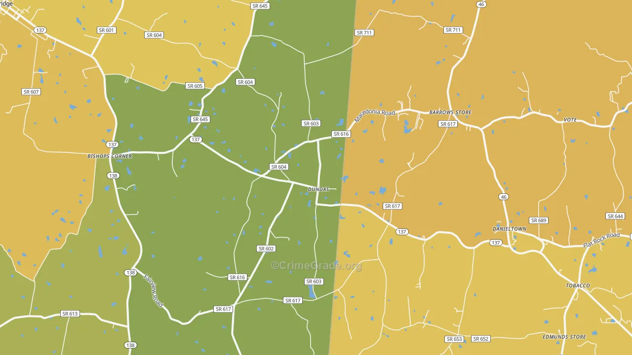 Dundas, VA Map of Vehicle Theft Rates
