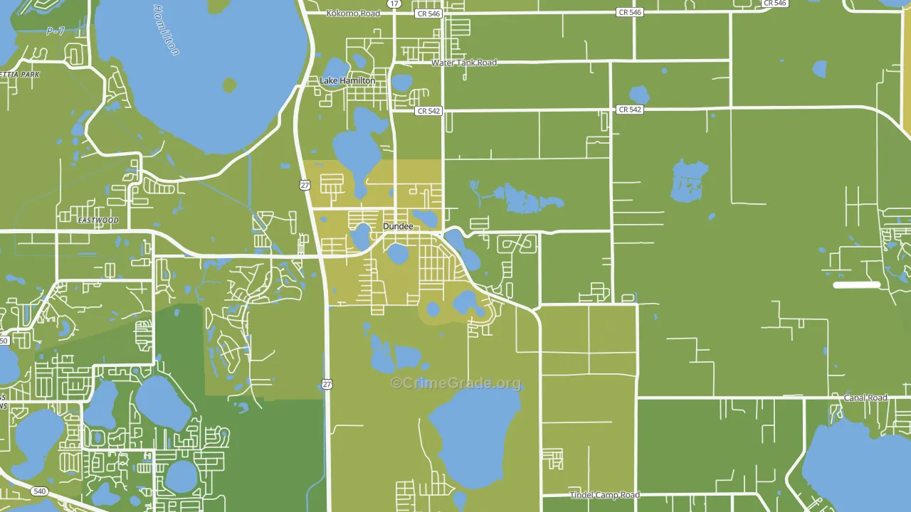 Dundee, FL Map of Vehicle Theft Rates