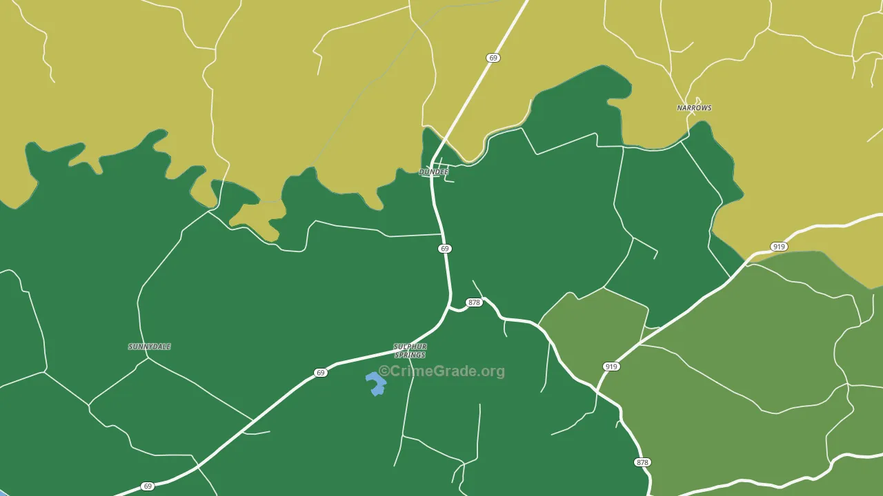 Dundee, KY Map of Vehicle Theft Rates