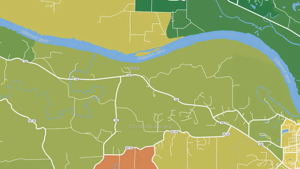 Dundee, MO Map of Vehicle Theft Rates